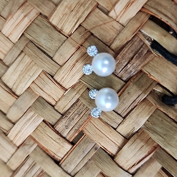 Petite MICKEY Mouse  Earrings M Gem Simulated Pearl 925S - Picture 2 of 4